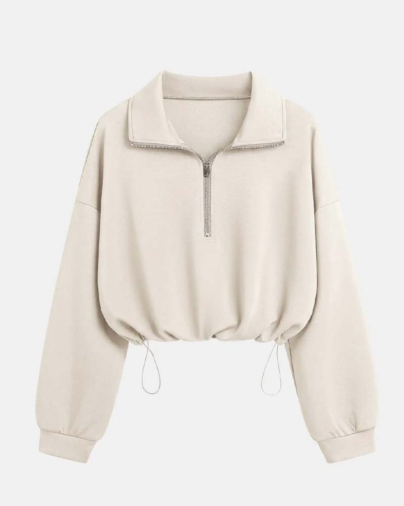Langarm-Sweatshirt aus Baumwollmischung mit praktischem Reissverschluss