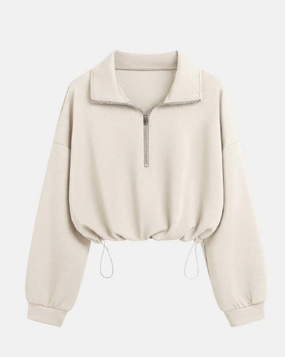 Langarm-Sweatshirt aus Baumwollmischung mit praktischem Reissverschluss