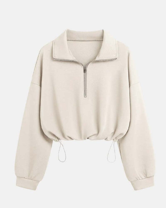 Langarm-Sweatshirt aus Baumwollmischung mit praktischem Reissverschluss