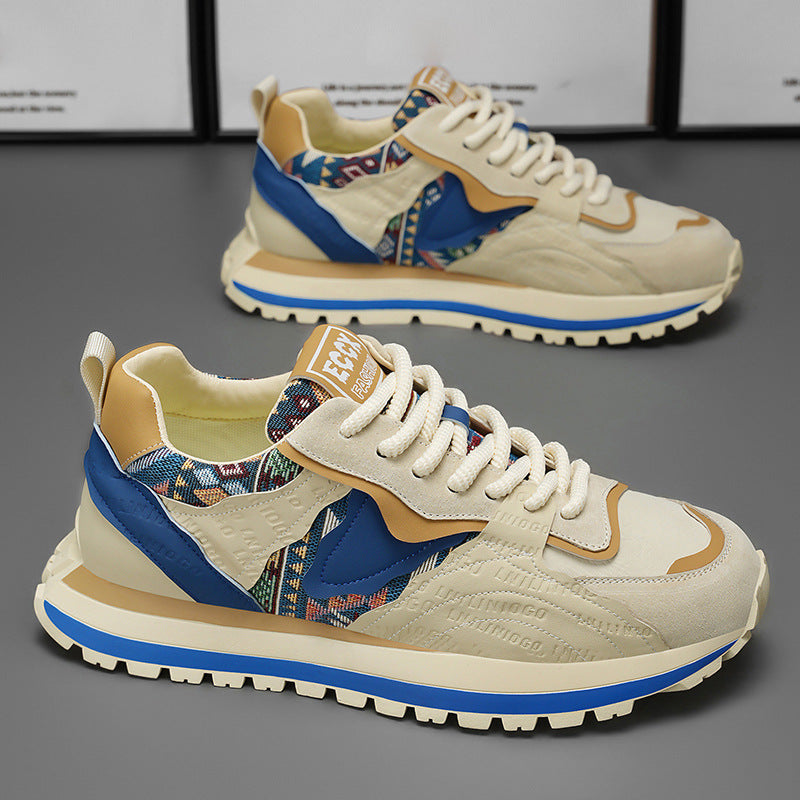 Herren Sneaker im Farbblock-Design mit Dicker Sohle – Schnürschuhe in Niedriger Ausführung