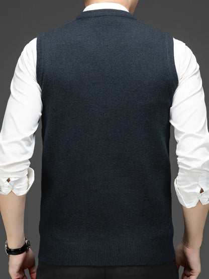 Herren Strick-Bodywarmer mit V-Ausschnitt, Slim Fit