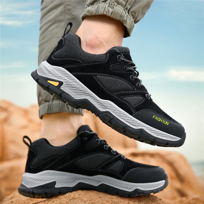 Men's sports sneakers with laces, low cut, and flat sole