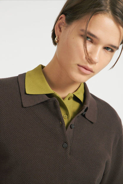 Herren-Strickpullover mit Polokragen und Knopfleiste von vorne