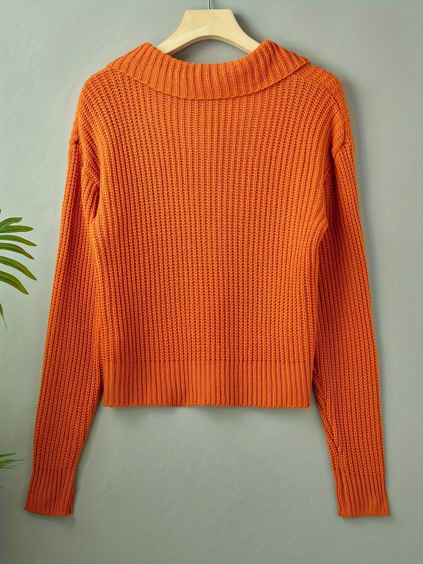 Damen-Strickjacke für den Herbst mit großen Revers und lockerem Schnitt