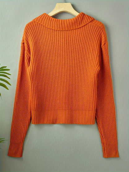 Damen-Strickjacke für den Herbst mit großen Revers und lockerem Schnitt