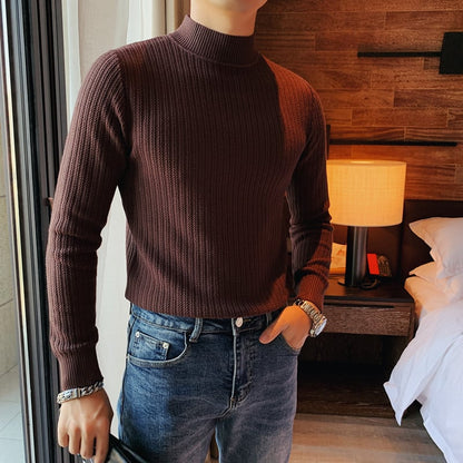 Men's Sweater Solid Color Classic Collar Long Sleeve – Cotton Blend