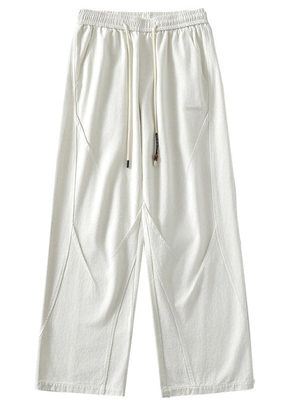 Women's trousers with wide legs and straight cut as well as mid-rise waistband