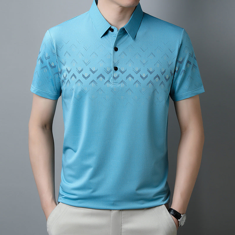 Herren Sommer Poloshirt Mit Print, Kurzen Ärmeln Und Reverskragen, Schnelltrocknend, Lockere Passform