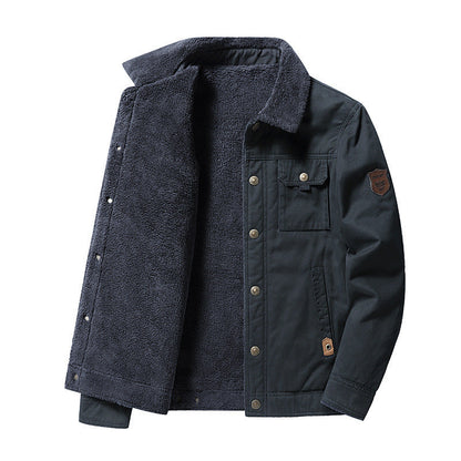 Winterjacke für Herren mit Polokragen und Fleece-Futter