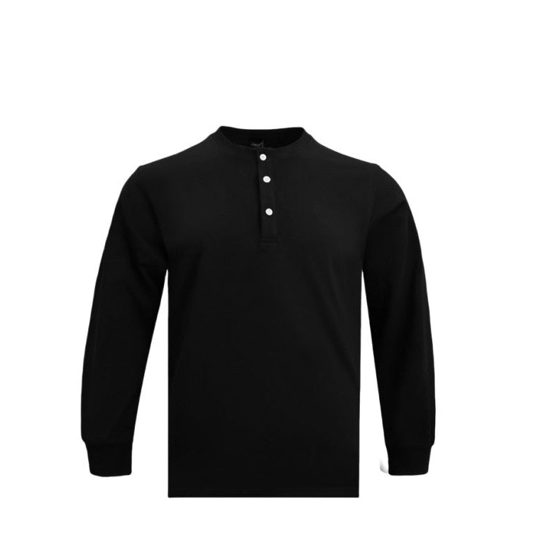 Herren Langarm Henley Shirt – Schweres Material Normale Passform