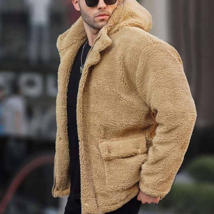 Winter coat for men with hood and patch pockets