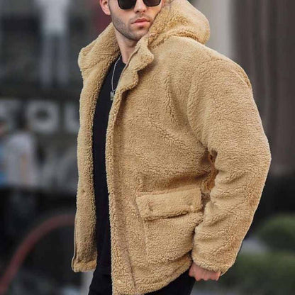Winter coat for men with hood and patch pockets