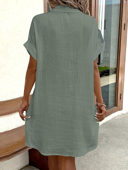Damen Hemdblusenkleid mit Knopfleiste und Kragen