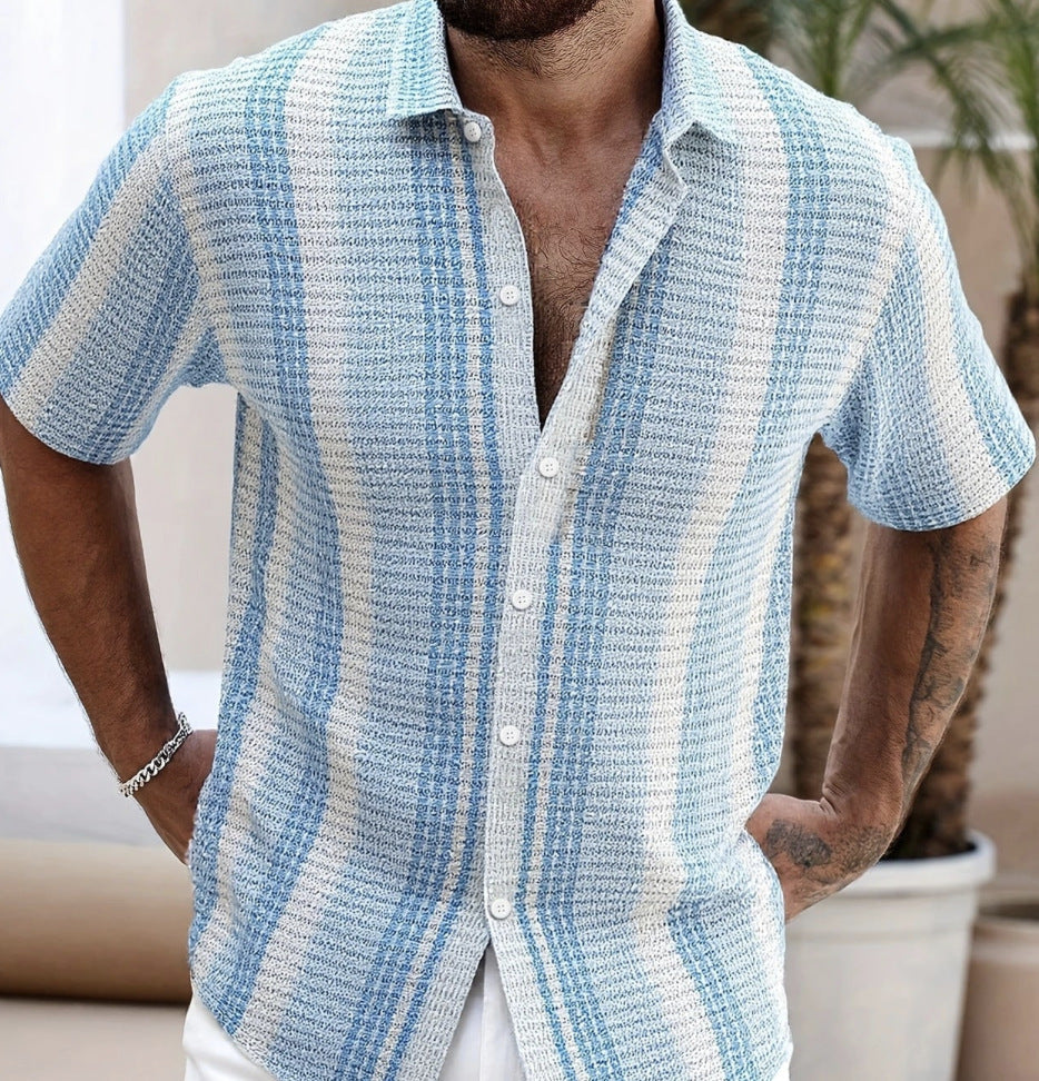 Sommerliches Herren-Strandhemd Mit Blumenmuster, 3D-Druck, Kurzarm, Schmal Geschnitten, Für Strand Und Freizeit