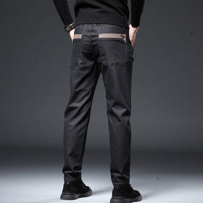 Herren Frühlingshose Mit Stickerei, Schmal Geschnitten, Gerader Schnitt, Hoher Bund, Stretch-Design