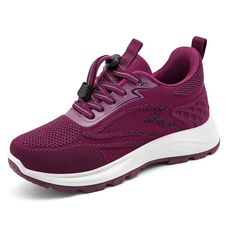 Damen Walking Sportschuhe mit runder Spitze – Strick Look