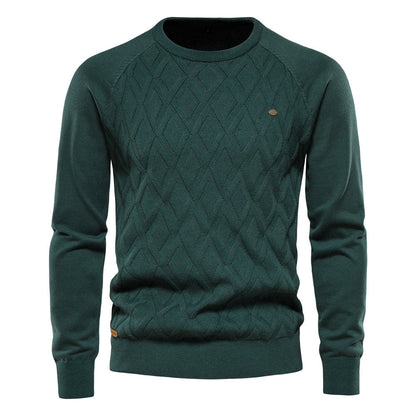 Men's Pullover Crew Neck Solid Color Long Sleeve Straight Cut – Cotton Blend
