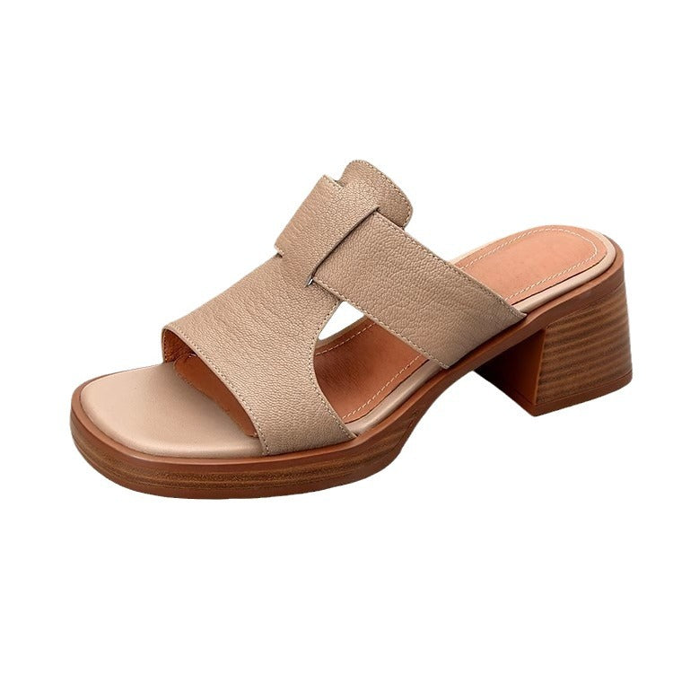 Damen-Sommersandalen Mit Blockabsatz, Eckiger Zehenpartie Und Knöchelriemen