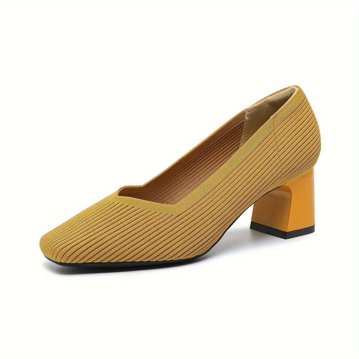 Women's Pumps Block Heel Stretch Fit Padded Sole