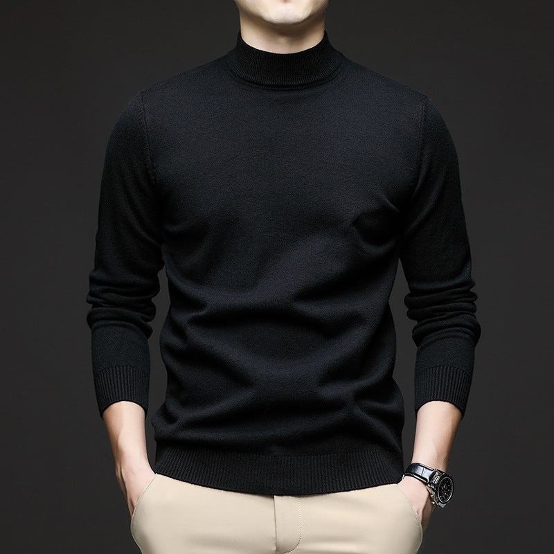 Men's sweater with standing collar and slim fit