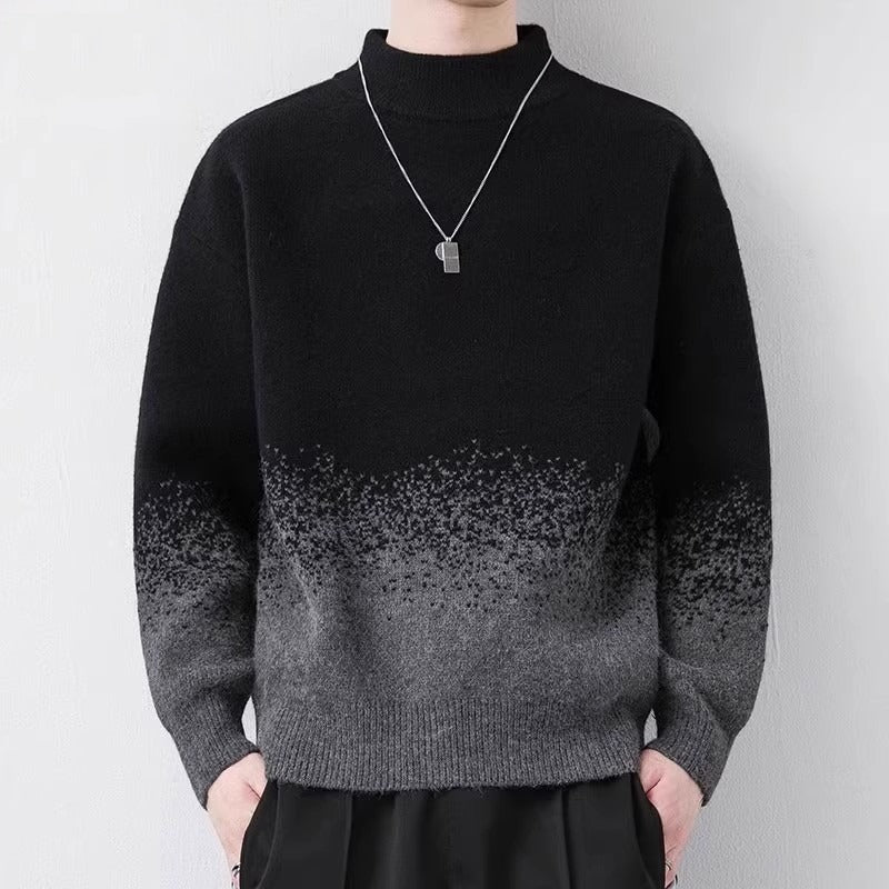 Herrenpullover aus Grobstrick mit Farbverlauf und langen Ärmeln