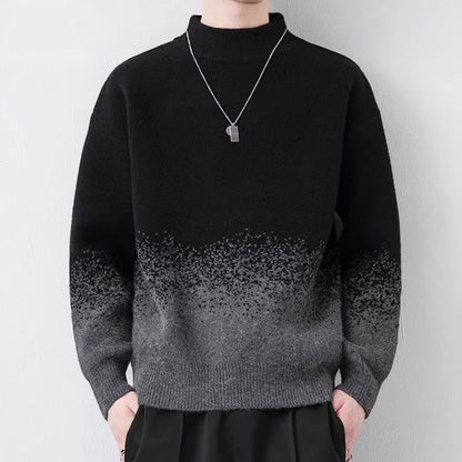Herrenpullover aus Grobstrick mit Farbverlauf und langen Ärmeln