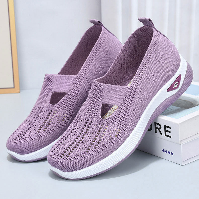 Damen orthopädische Slip-On-Walking-Sneaker mit atmungsaktivem Mesh und weiter Passform
