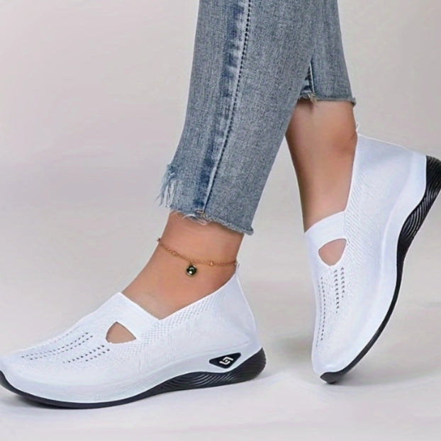 Damen orthopädische Slip-On-Walking-Sneaker mit atmungsaktivem Mesh und weiter Passform