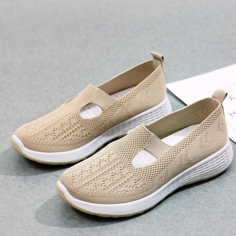 Damen orthopädische Slip-On-Walking-Sneaker mit atmungsaktivem Mesh und weiter Passform