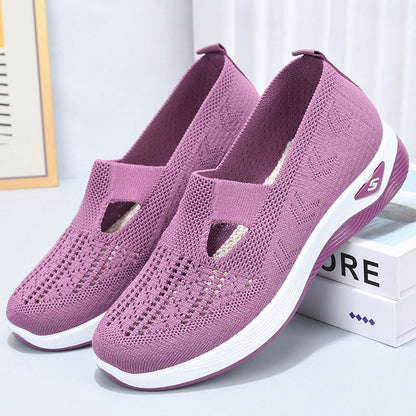 Damen orthopädische Slip-On-Walking-Sneaker mit atmungsaktivem Mesh und weiter Passform