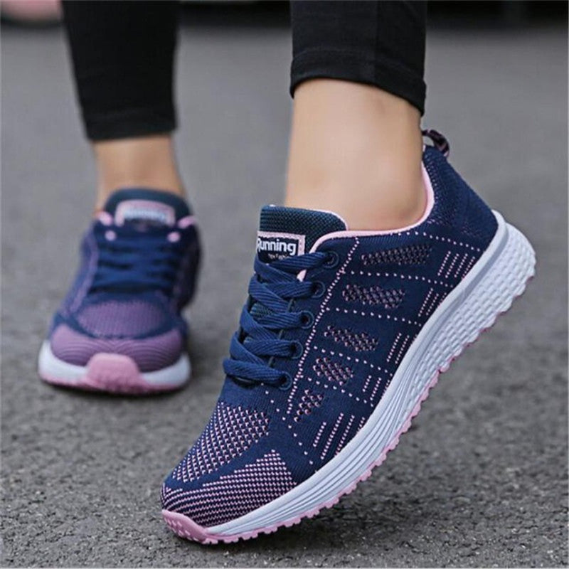 Damen-Laufschuhe in Blau und Rosa, atmungsaktives Mesh-Design, bequeme Sportschuhe für Fitness und Jogging, modische Sneaker.