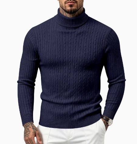 Herren Rollkragenpullover Mit Zopfmuster