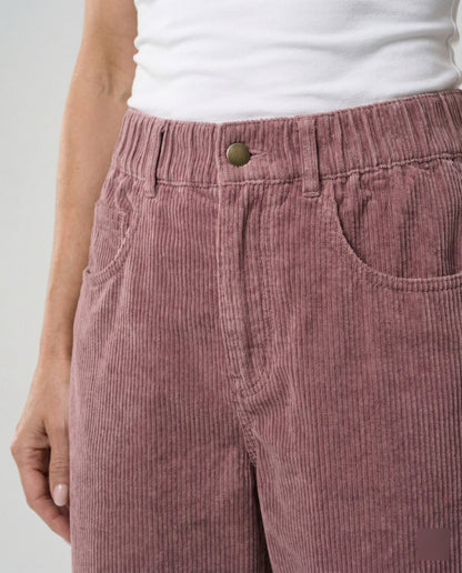 Weite High-Waist-Hose aus Cord für Damen
