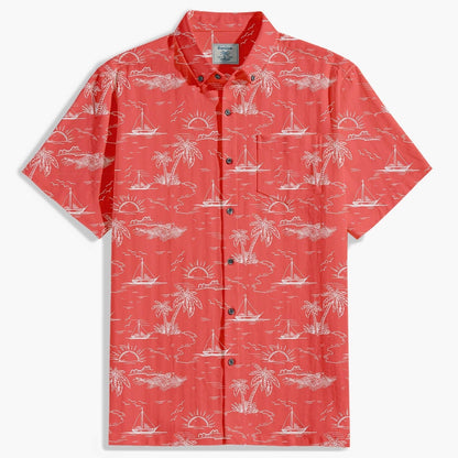 Herren-Sommerhemd Mit Knopfleiste Und Kokosnussbaum-Print