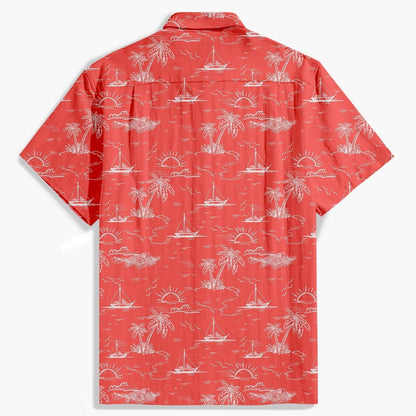 Herren-Sommerhemd Mit Knopfleiste Und Kokosnussbaum-Print