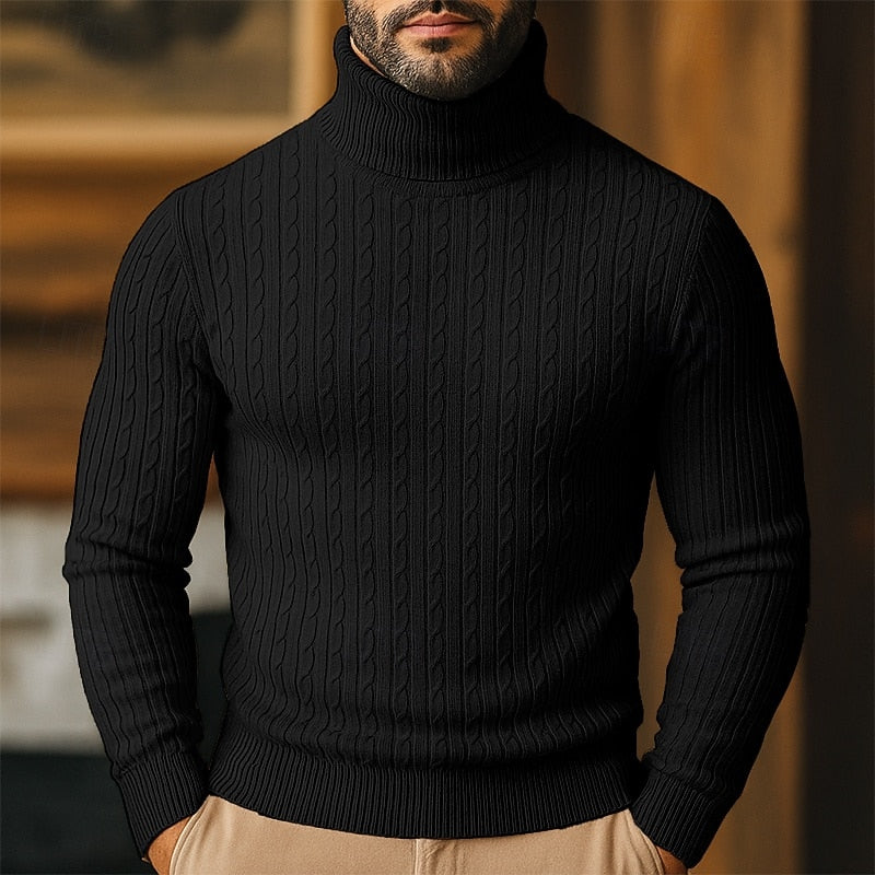 Seitliche Ansicht des klassischen Herren-Rollkragenpullovers