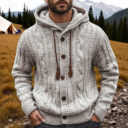 Herren Grobstrick-Kapuzenstrickjacke in der Vorderansicht