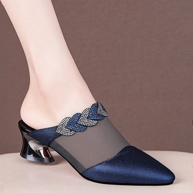 Damen-Slipper Mit Spitzer Zehenpartie Und Geschlossenem Mesh-Obermaterial