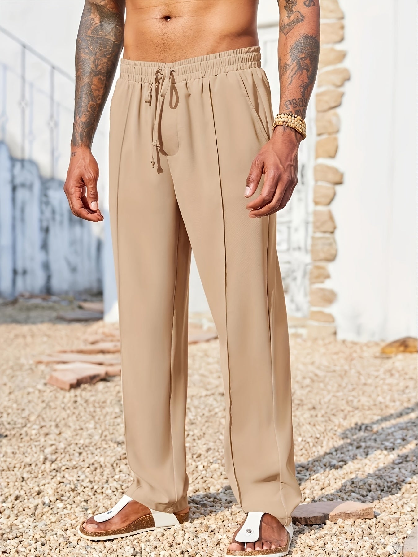 Men's Corduroy Pants with Straight Cut, Wrinkle-Free, Ankle-Length