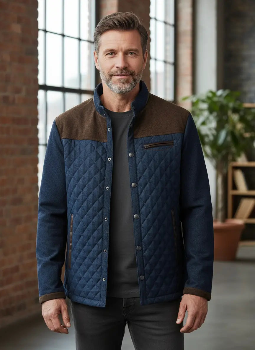 Rückansicht der leichten Herren Hybrid-Steppjacke