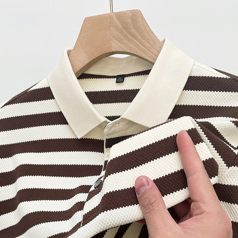 Men's Striped Short-Sleeve Round-Neck Shirt