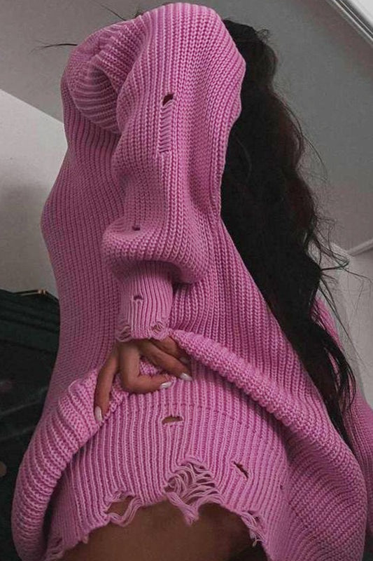 Damen-Strickpullover mit weitem Schnitt und markantem Saum