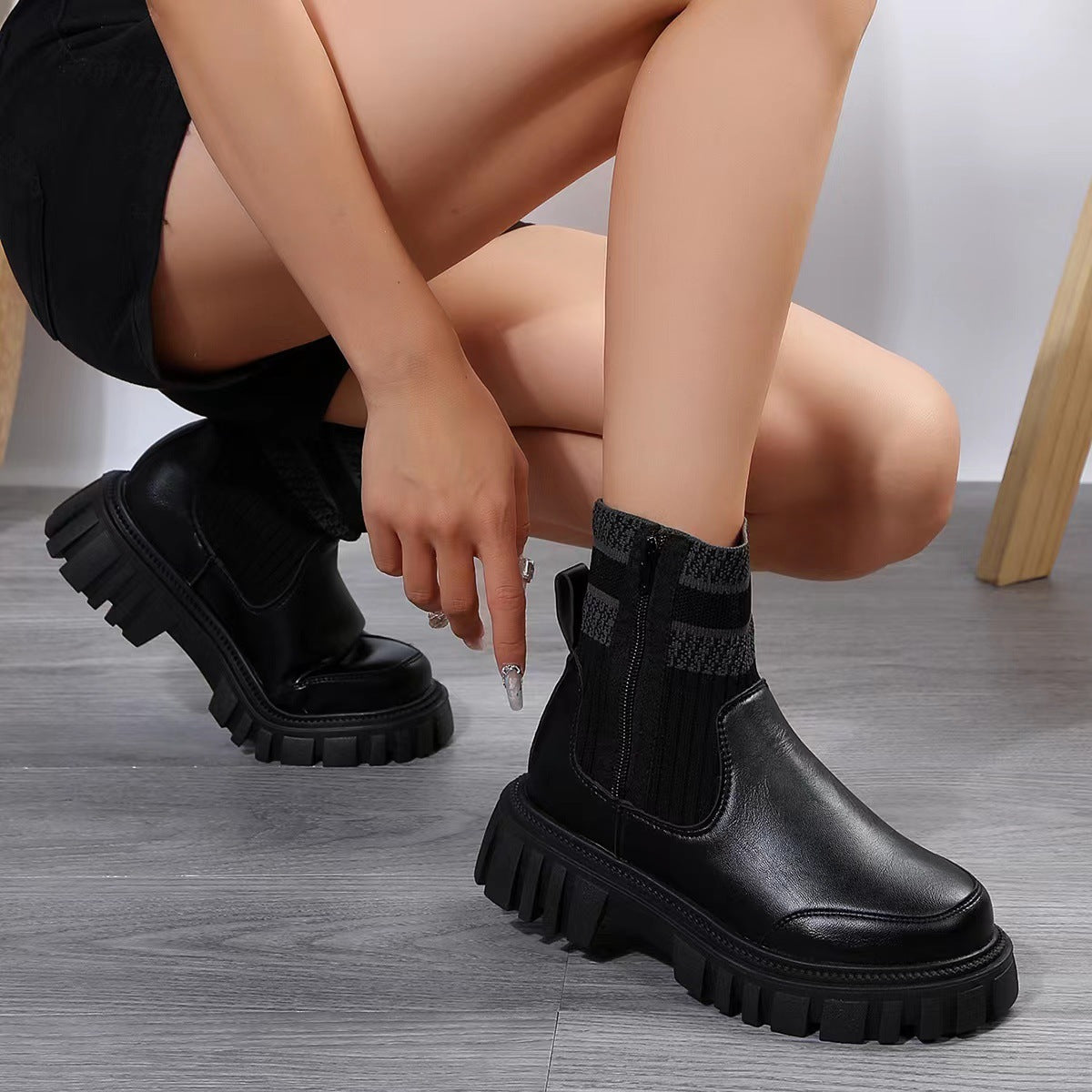 Women's winter boots with mid-calf shaft and side zipper