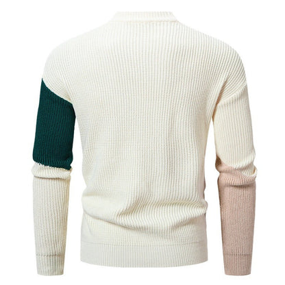 Men's Sweater Crew Neck Straight Fit Multicolor Jacquard – Cotton Blend