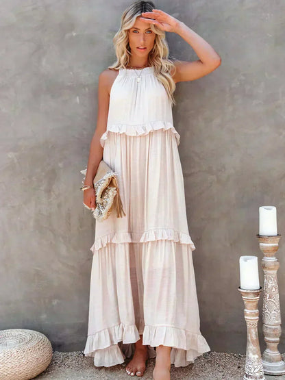 Damen Sommerkleid ohne Ärmel mit Rüschendetails