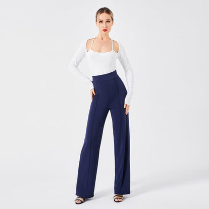 Damen Hochtaillen-Slim-Schlaghose in Unifarbe