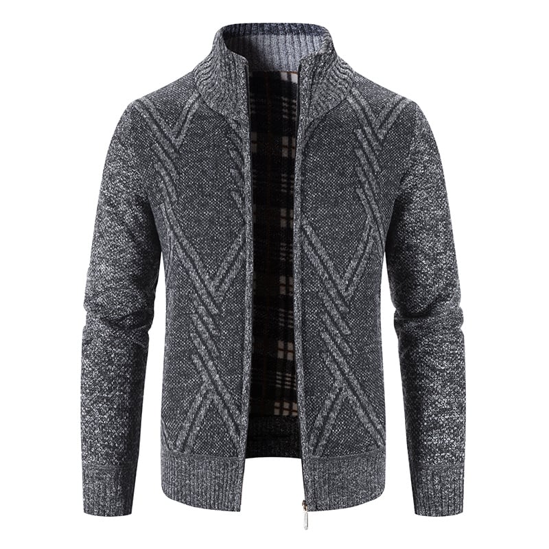 Men's Knit Cardigan Loose Fit Long Sleeve Open Design – Wool Blend