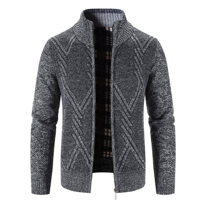 Men's Knit Cardigan Loose Fit Long Sleeve Open Design – Wool Blend