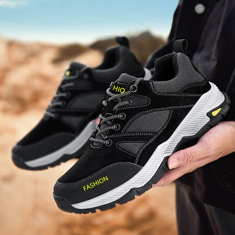 Men's sports sneakers with laces, low cut, and flat sole