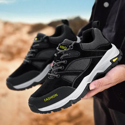 Men's sports sneakers with laces, low cut, and flat sole